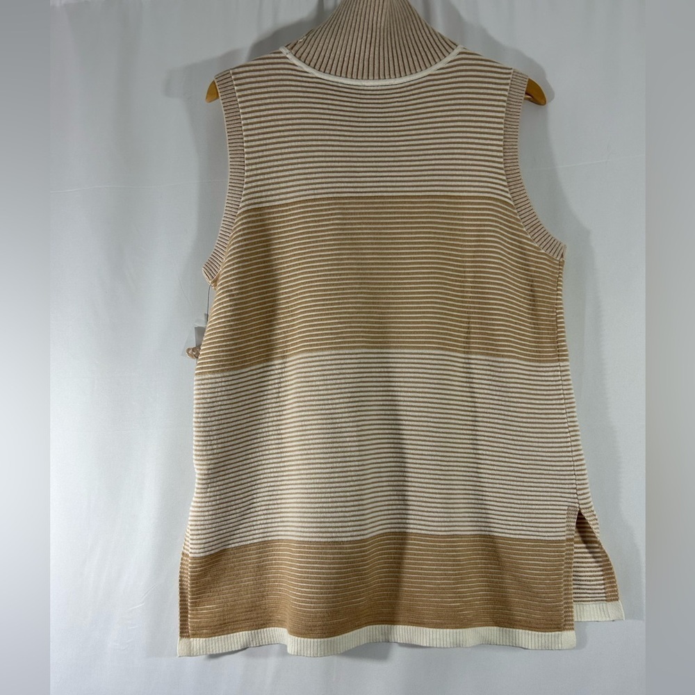 NWT Feeling Famous By Tribal Jeans Sweater Sleeveless Size Large Tan and White - Picture 11 of 13